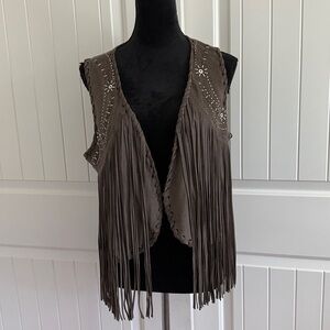 Brown Fringe Vest for Women. Powder River Outfitters